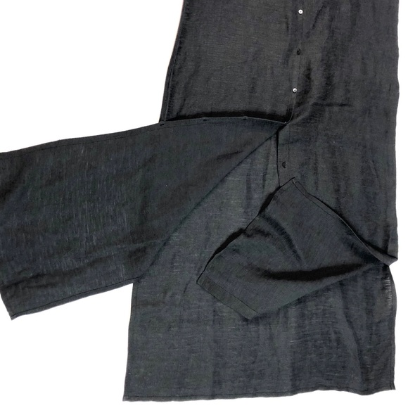 Eileen Fisher Black 100% Linen Tunic Dress Cardigan - Picture 8 of 15
